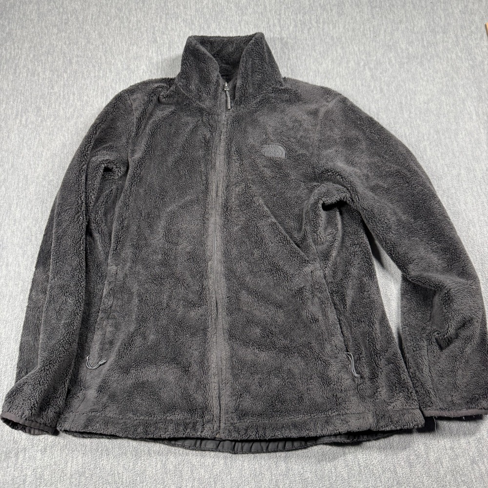 The North Face Jacket Women L Gray Osito Full Zip High Pile Fleece Warm Outdoor